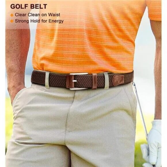 NEW MENS Woven Braided Belt Coffee Stretch Adjustable Belt - Picture 2 of 8